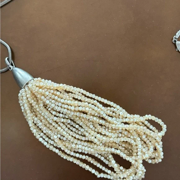 Sarah Pacini Cream Pearl Tassel Necklace